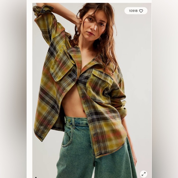 We The Free Tops - Free People We The Free Izzie Cargo Shirt - Flannel Flannel Shirt in Green